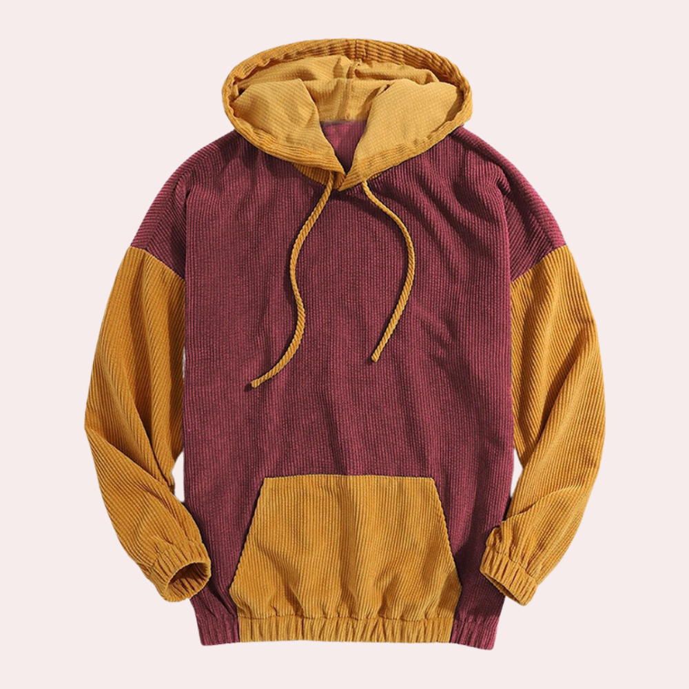 Sterling - Corduroy Colour Block Hoodie — Red