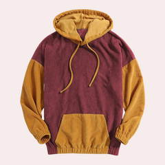 Sterling - Corduroy Colour Block Hoodie — Red