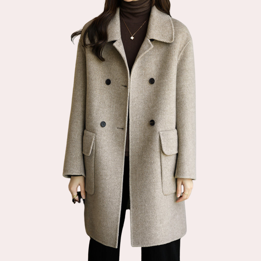 Alexandra - Wool Coat with Front Buttons — Grey