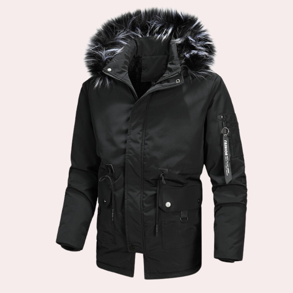 Tyson - Parka with Fur Hood — Black