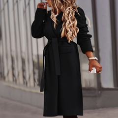 Ariana - Long Belted Coat — Black