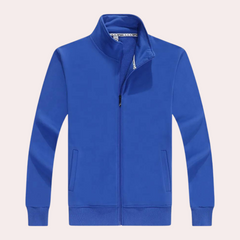 Mitchell - Zip Stand Collar Sweatshirt — Blue