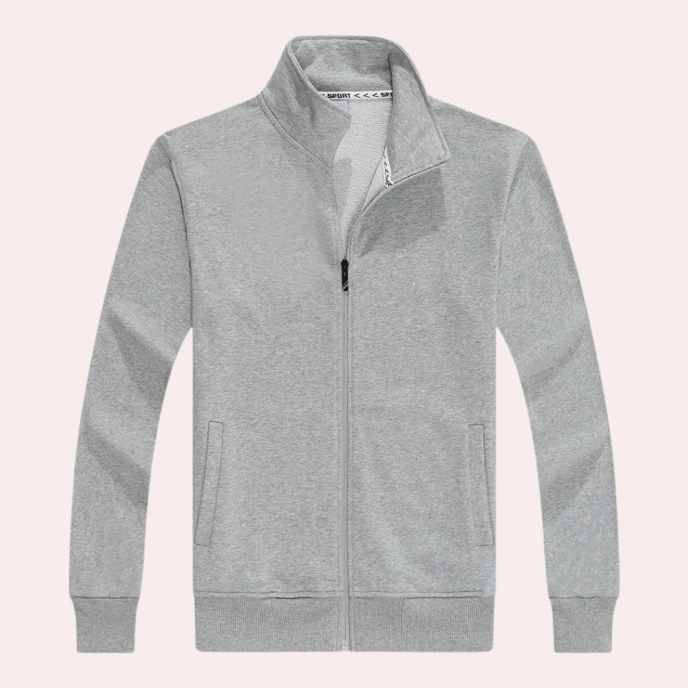 Mitchell - Zip Stand Collar Sweatshirt — Grey