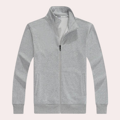 Mitchell - Zip Stand Collar Sweatshirt — Grey