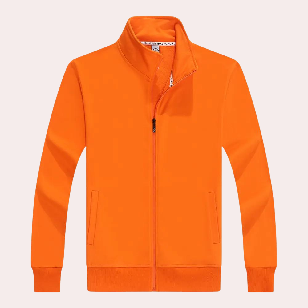 Mitchell - Zip Stand Collar Sweatshirt — Orange
