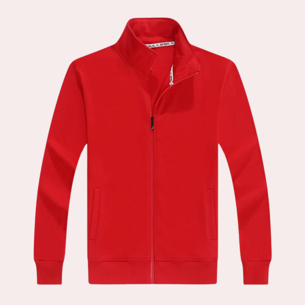 Mitchell - Zip Stand Collar Sweatshirt — Red