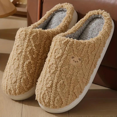 Sabine - Fluffy Bear Slippers — Coffee