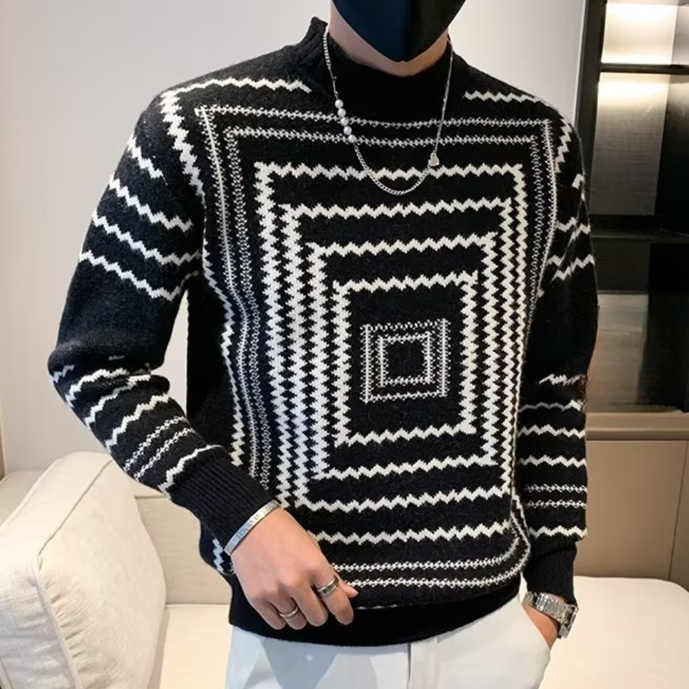 Russell - Geometric Pattern Jumper — Black