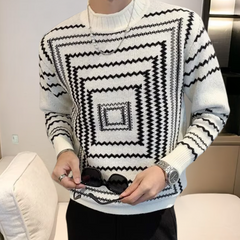 Russell - Geometric Pattern Jumper — White