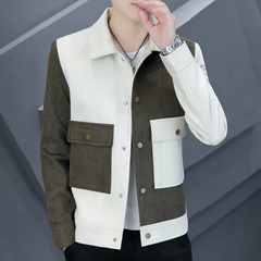 Nelson - Colour Block Cord Jacket — Beige