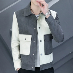 Nelson - Colour Block Cord Jacket — Grey
