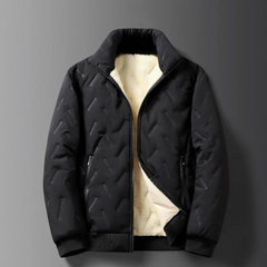Wilson - Quilted Jacket with Sherpa Collar — Black