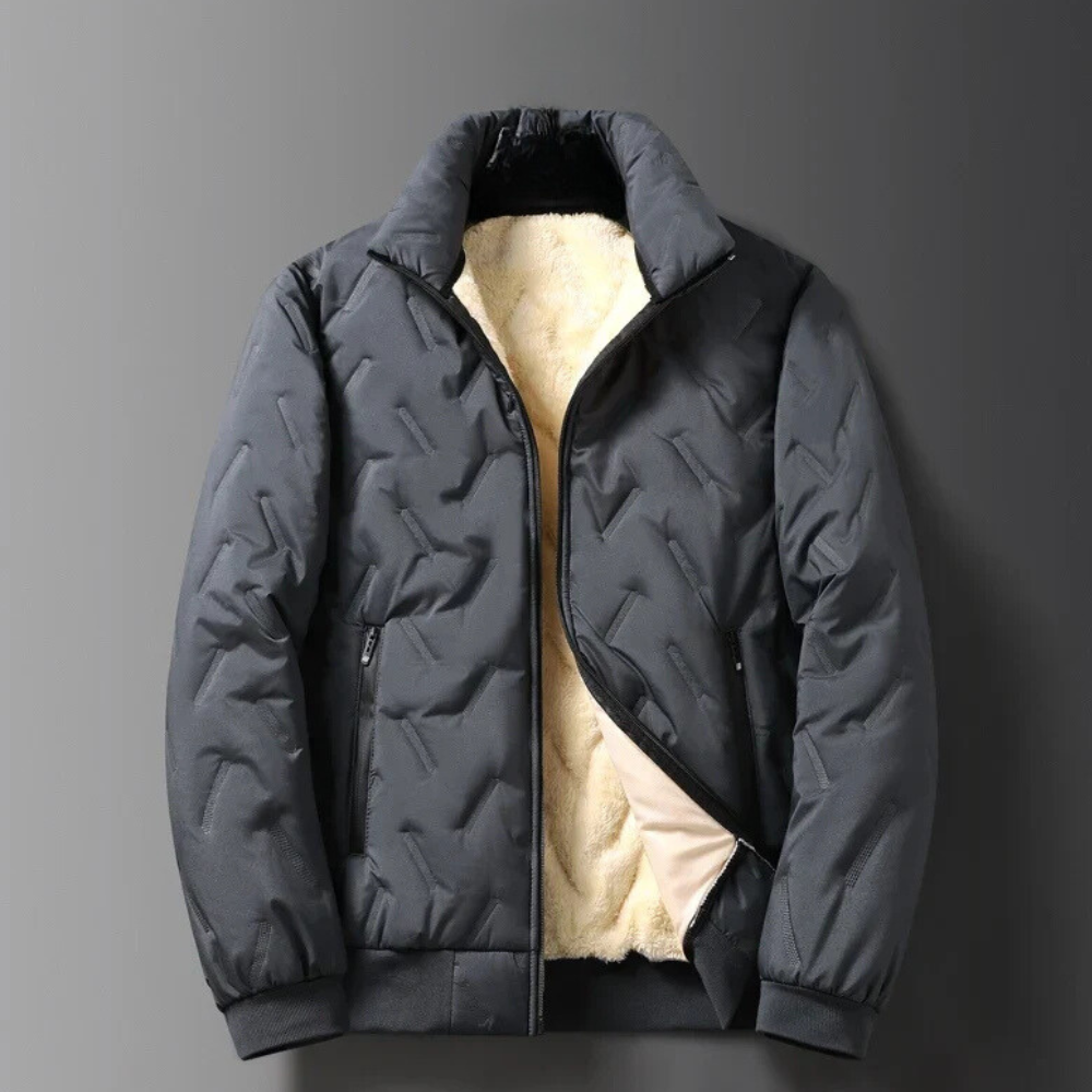 Wilson - Quilted Jacket with Sherpa Collar — Grey