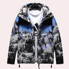 Tobias - Mountain Print Ski Jacket — Blue