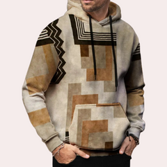Gabriel - Geometric Print Hoodie — Brown