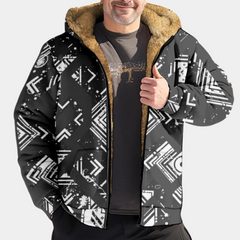 Stefan - Aztec Sherpa Lined Jacket — Black