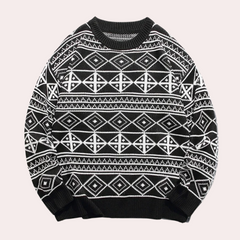 Cameron - Aztec Pattern Jumper — Black