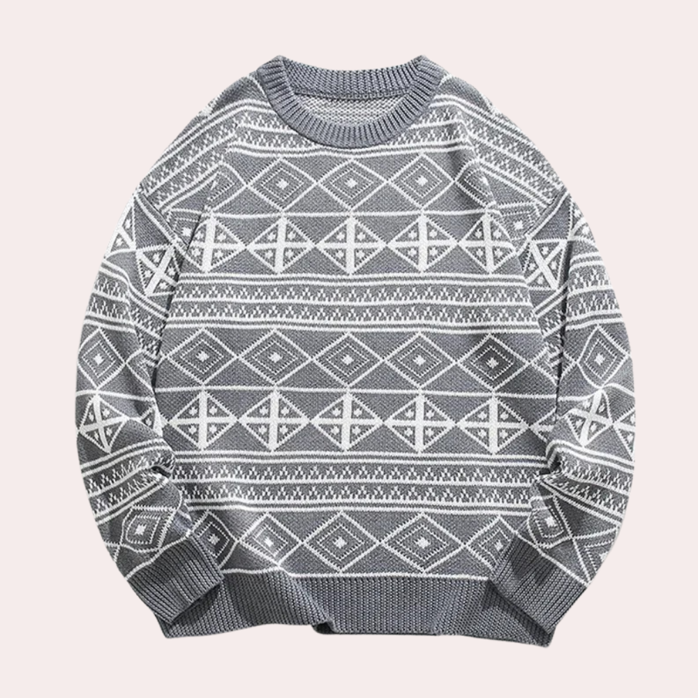 Cameron - Aztec Pattern Jumper — Grey
