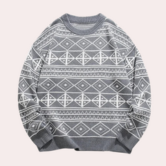 Cameron - Aztec Pattern Jumper — Grey