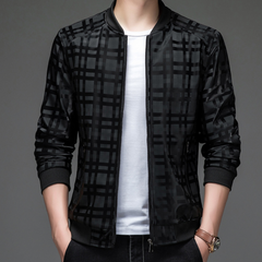 Anthony - Check Print Bomber Jacket — Black