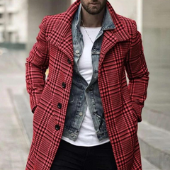Gavin - Check Long Coat — Red