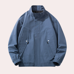 Wallace - Zip Jacket with Stand Collar — Blue
