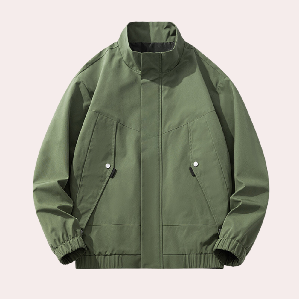 Wallace - Zip Jacket with Stand Collar — Army green