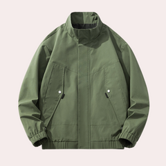 Wallace - Zip Jacket with Stand Collar — Army green