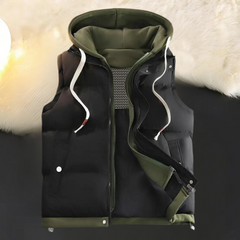Anthony - Padded Hooded Gilet — Black