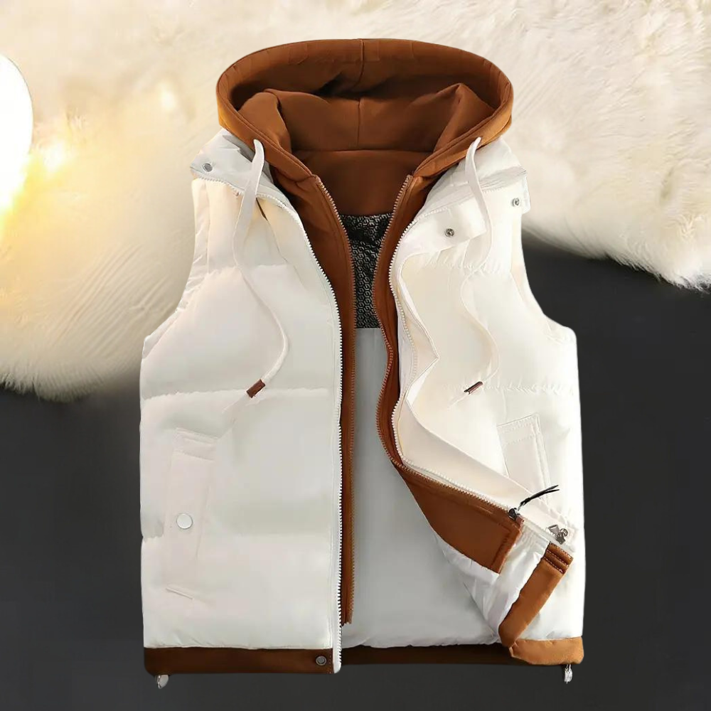 Anthony - Padded Hooded Gilet — White