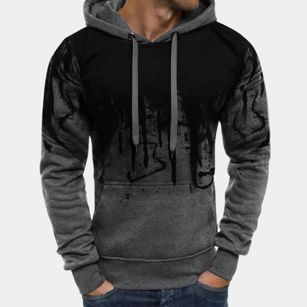 Kenneth - Hoodie with Faded Print — Grey
