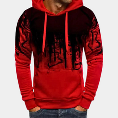 Kenneth - Hoodie with Faded Print — Red