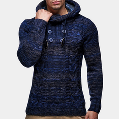 Spencer - Marl Toggle Hooded Jumper — Blue