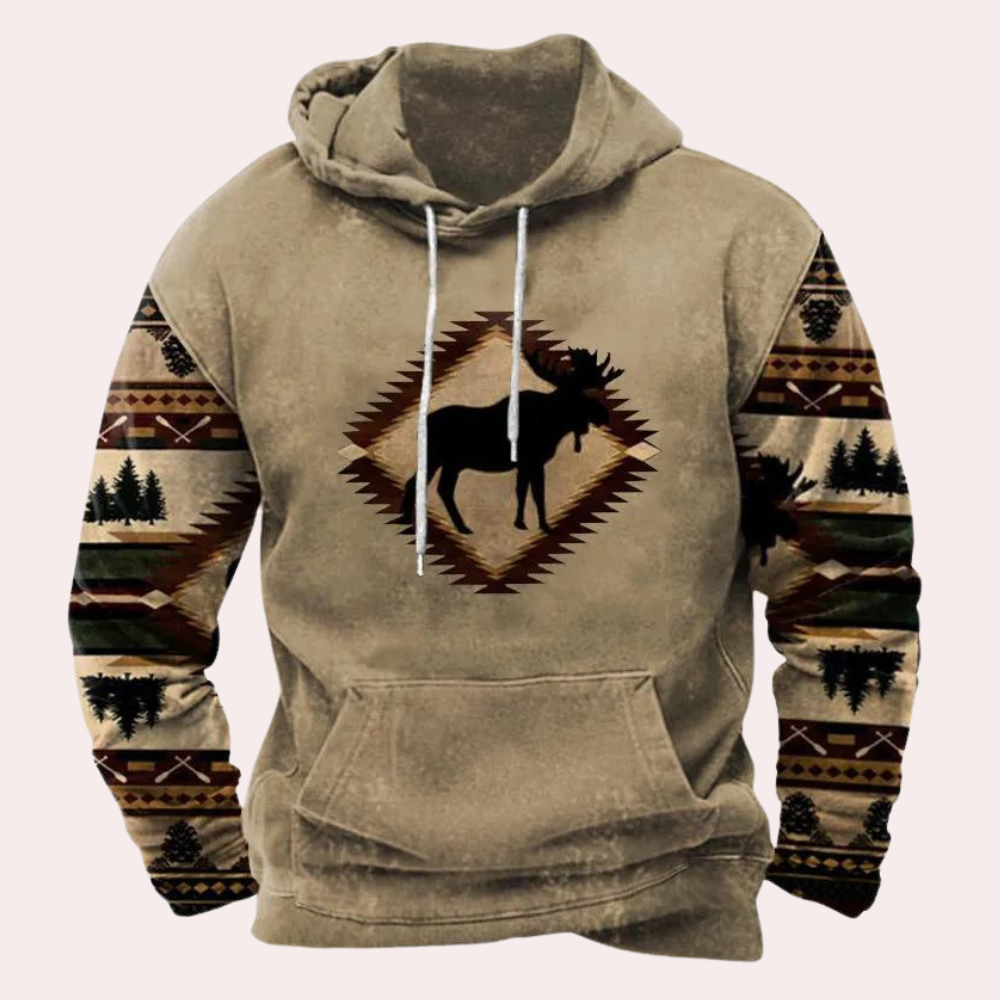 Weston - Aztec Print Hoodie — Khaki