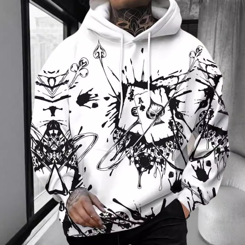Chester - Graffiti Print Hoodie — White