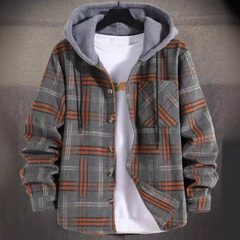 Vernon - Plaid Hooded Shirt Jacket — Grey