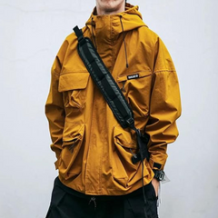 Reginald - Hooded Windbreaker with Pockets — Yellow