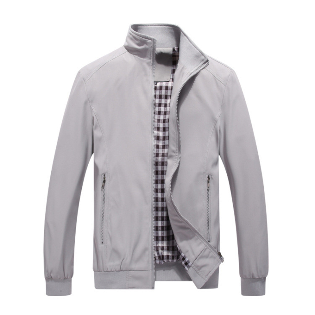 Sullivan - Casual Jacket with Check Lining — Grey
