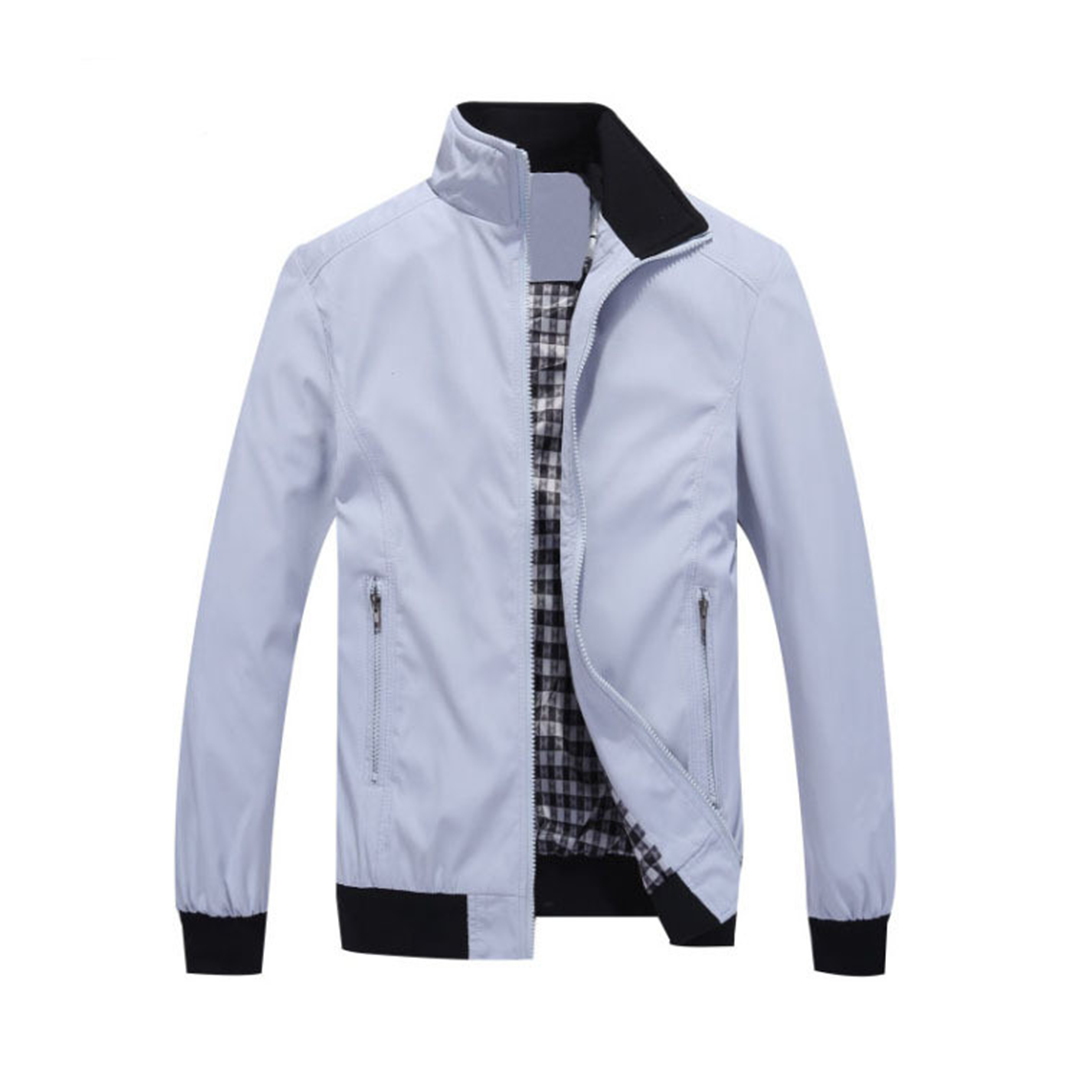Sullivan - Casual Jacket with Check Lining — Light grey