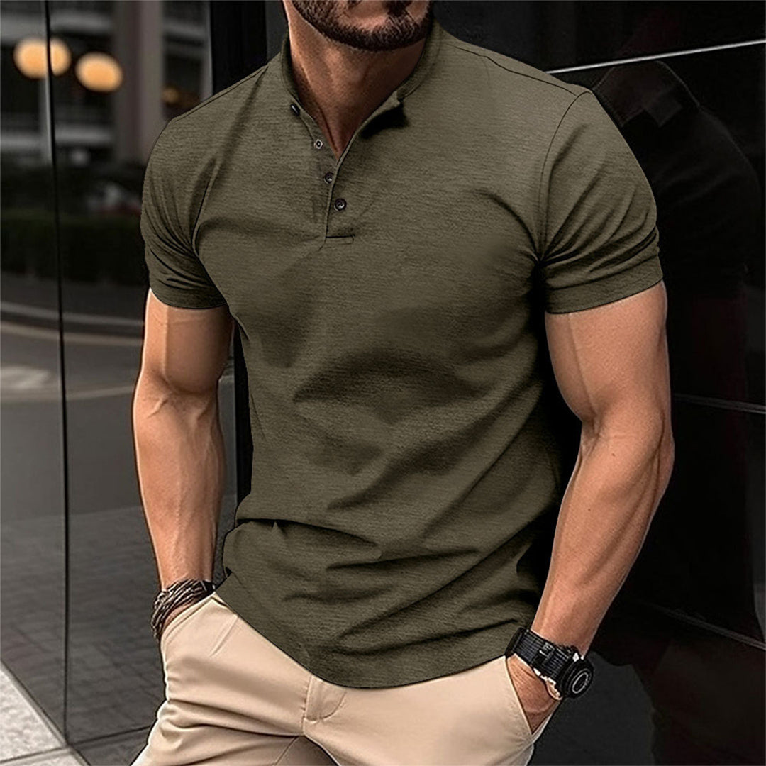 Nicholas - Short Sleeve Henley Tee — Army green