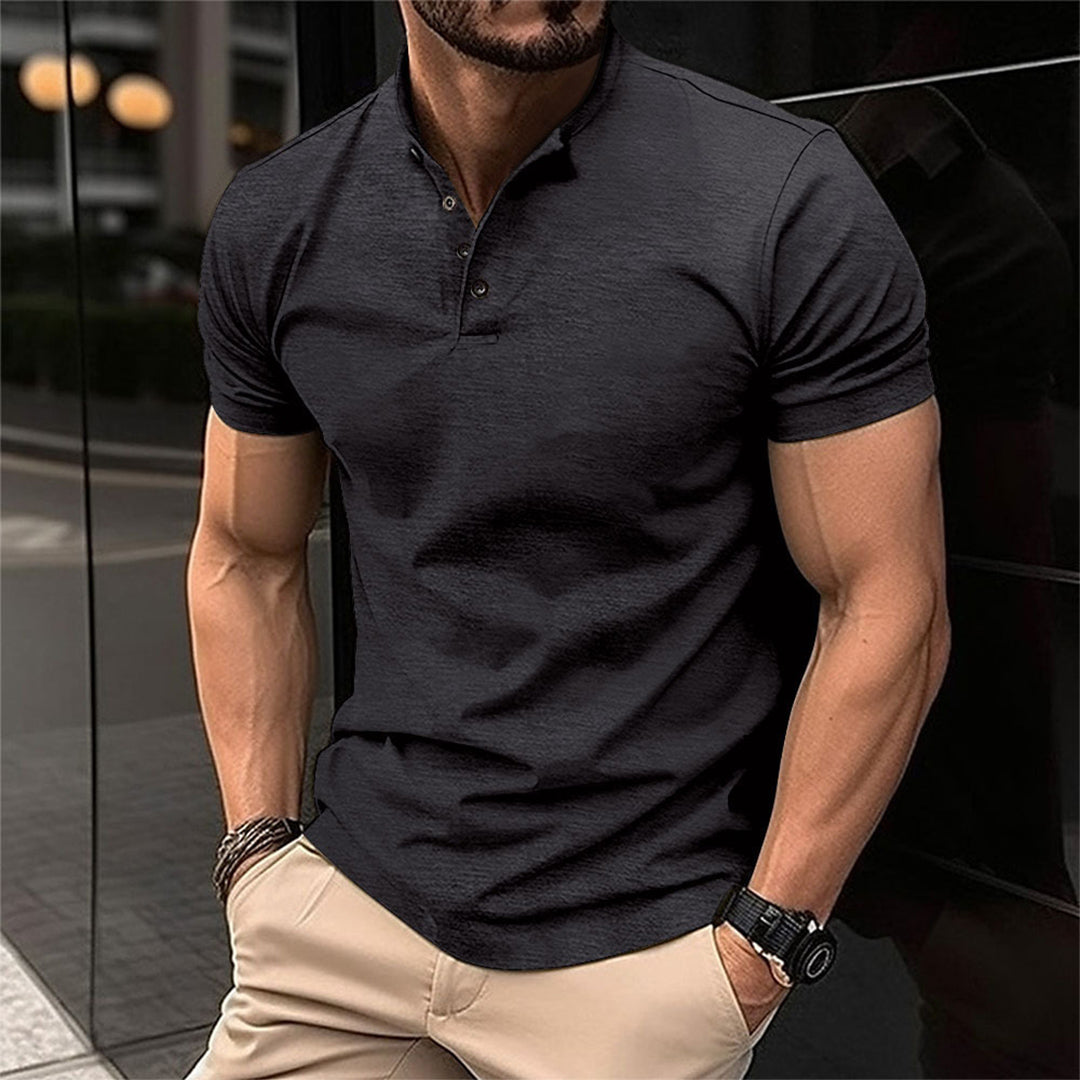 Nicholas - Short Sleeve Henley Tee — Black