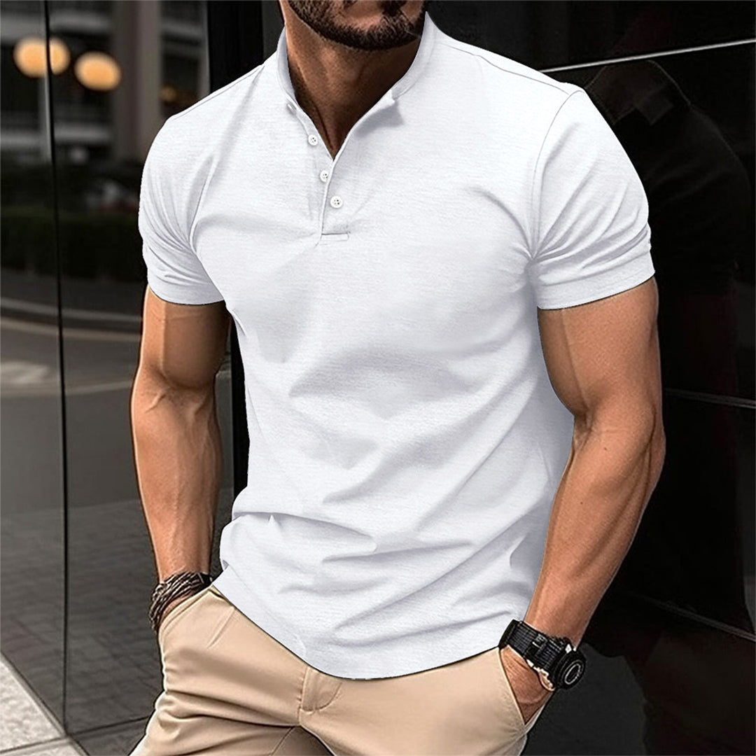 Nicholas - Short Sleeve Henley Tee — White