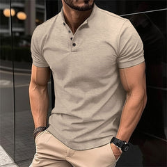 Nicholas - Short Sleeve Henley Tee — Khaki