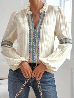 Zara - Blouse with Embroidered Trim