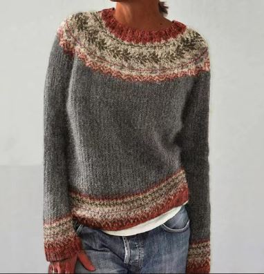 Philippa - Vintage Fair Isle Jumper — Dark grey