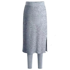 Evelyn - Skirt with Thermal Leggings — Light gray