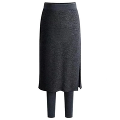 Evelyn - Skirt with Thermal Leggings — Black