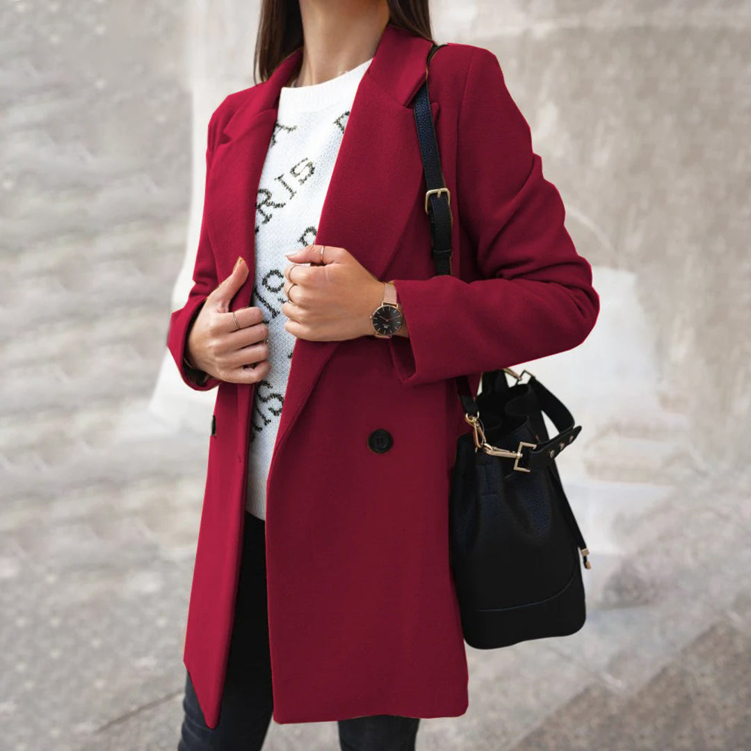 Addison - Tailored Longline Coat — Burgundy