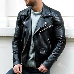 Declan - Classic Leather Biker — Black