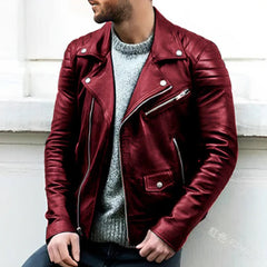Declan - Classic Leather Biker — Red